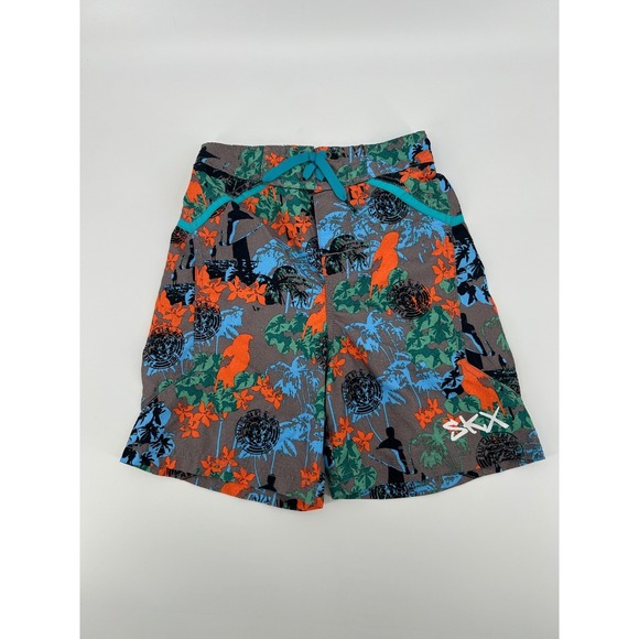 Skechers Other - Skechers SKX Boys Swim Trunks Tropical Surf Print Mesh Lined Grey Orange 10/12